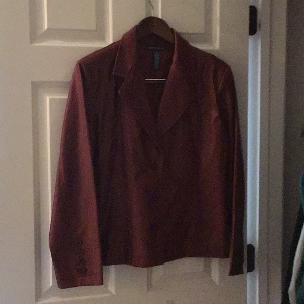 Garnet colored non-leather jacket